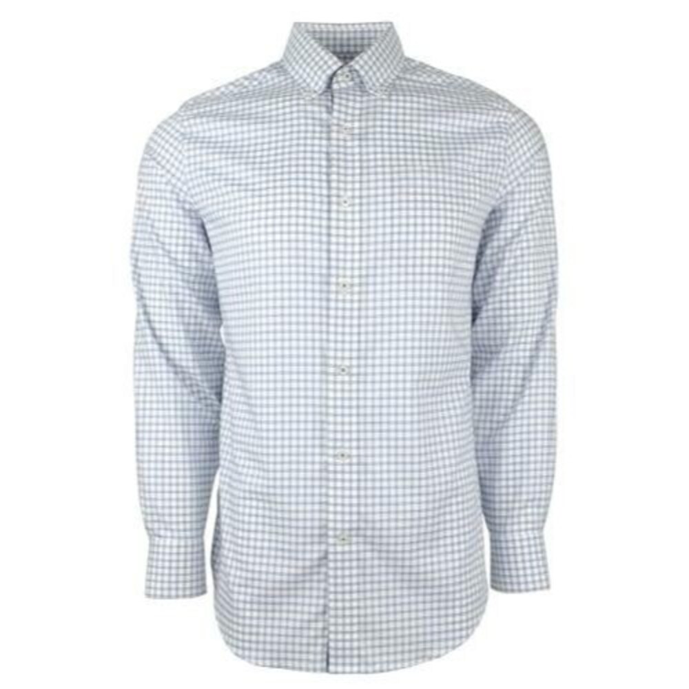 Men's Plaid Button Down Long Sleeve Shirt-DB-S Dutch Blue - Picture 3 of 3